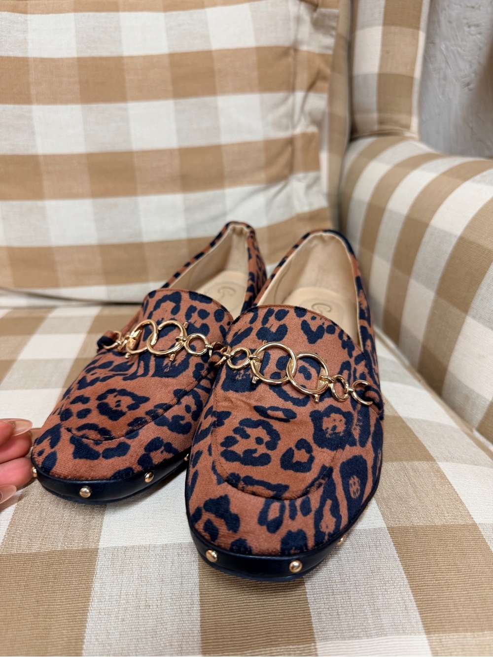 Leopard Print Women's Loafers - Brown/Black